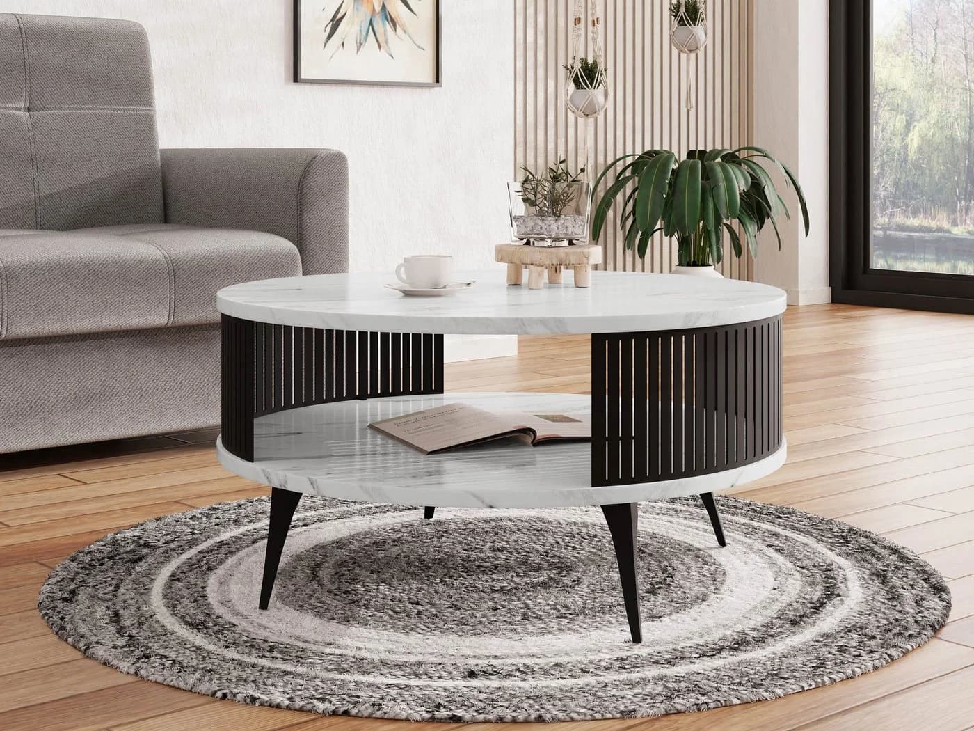 MIRJAN24 Couchtisch Roenni Stahl Schwarz Modern