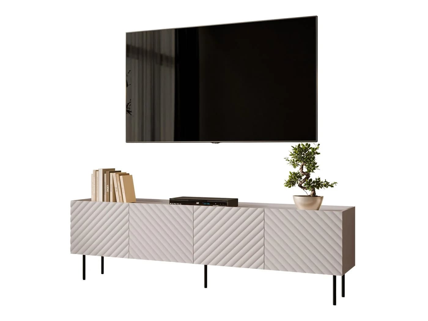 MIRJAN24 TV-Schrank Lucca 200 4D Beige Schwarz mit Stahlfüßen - Bild 3