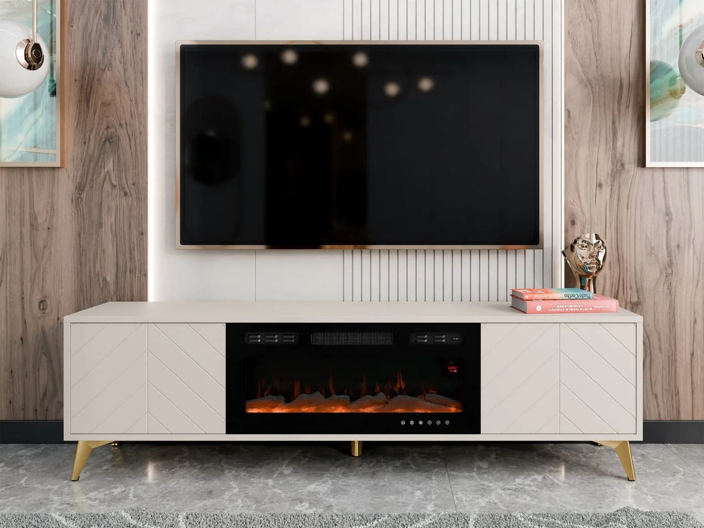 MIRJAN24 TV-Schrank Xylix 2D EF mit Elektrischem Kamin und LED-Flamme - Bild 3