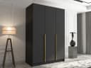 MIRJAN24 Kleiderschrank Calia I Schwarz/Gold mit Drehtüren Bild 1
