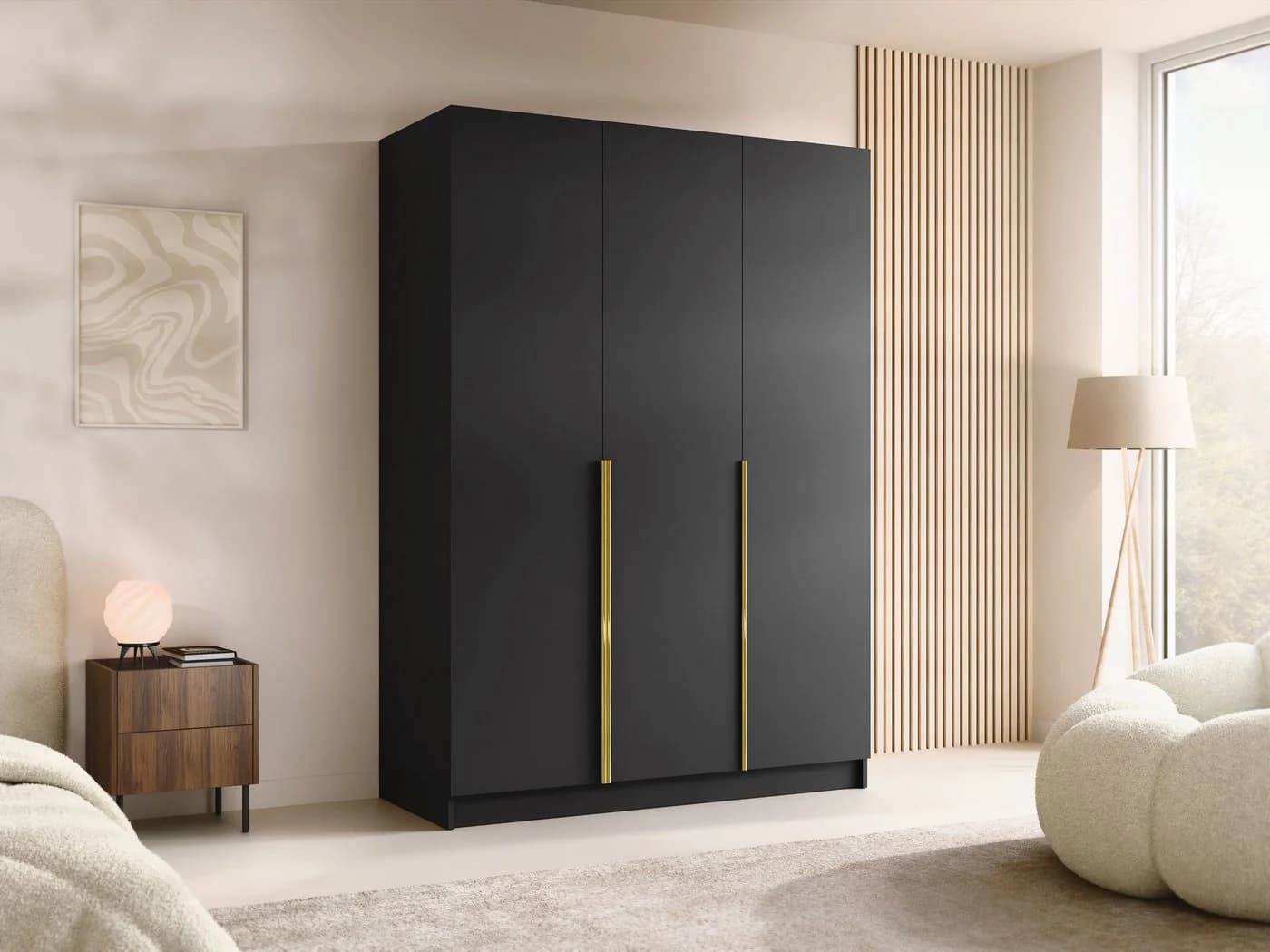 MIRJAN24 Kleiderschrank Calia I Schwarz/Gold mit Drehtüren - Bild 3