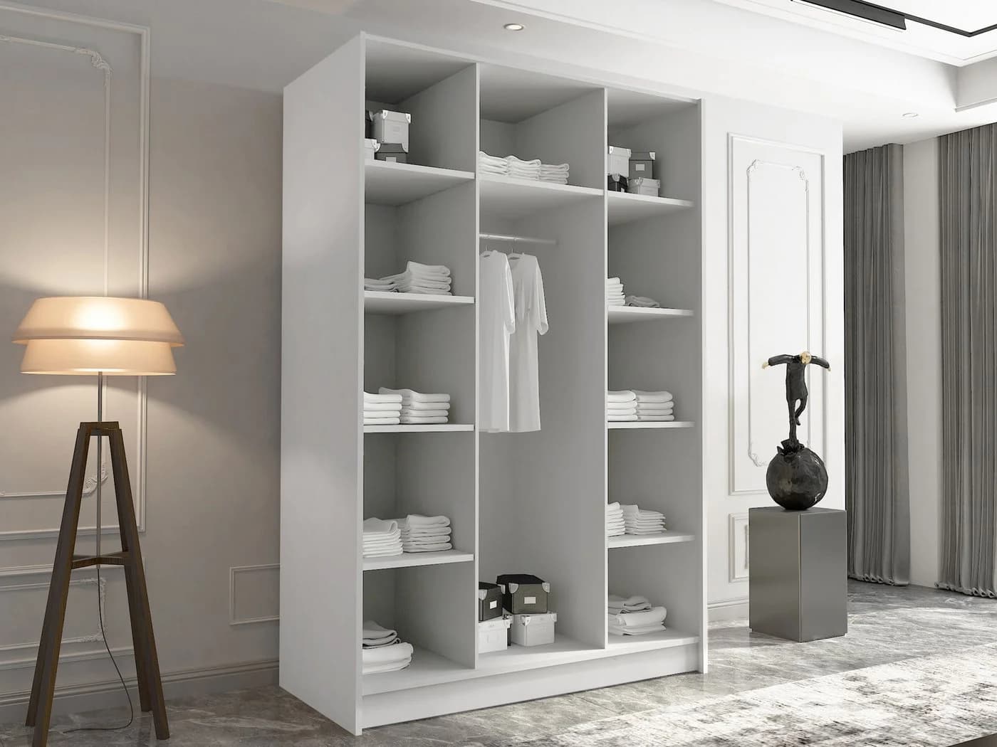 MIRJAN24 Kleiderschrank Calia II mit 3 Drehtüren, Spiegel, Metallgriffe - Bild 4