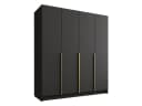 MIRJAN24 Kleiderschrank Santi I 4-türig Schwarz/Gold Metallgriffe Bild 2