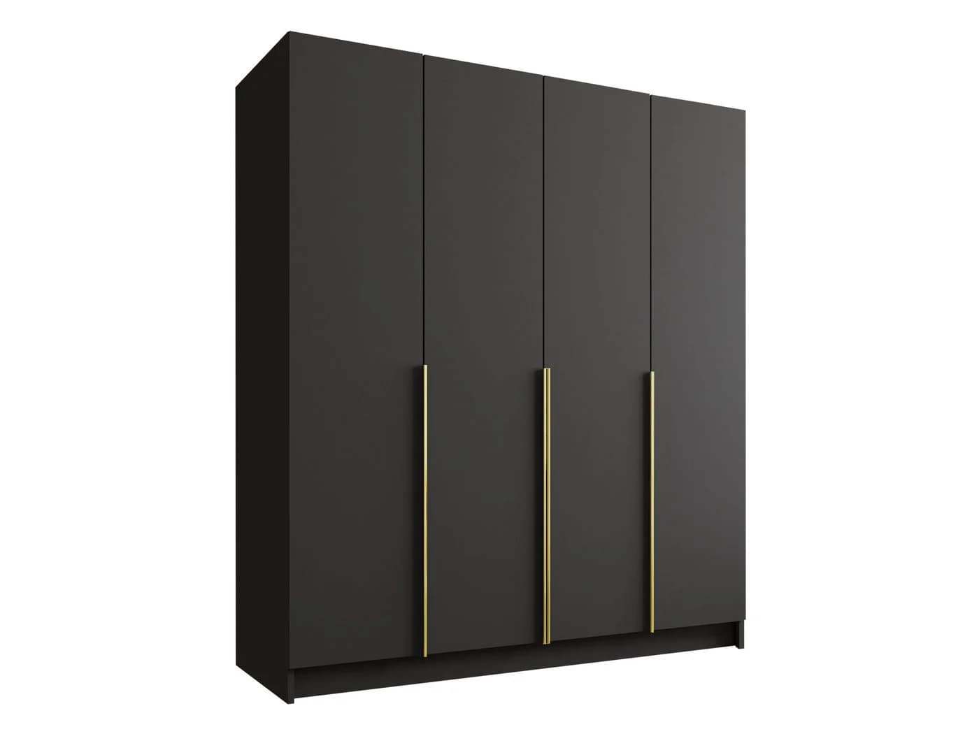 MIRJAN24 Kleiderschrank Santi I 4-türig Schwarz/Gold Metallgriffe - Bild 2