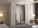 MIRJAN24 Kleiderschrank Santi II Vier Drehtüren Frontspiegel Beige/Schwarz Bild 1
