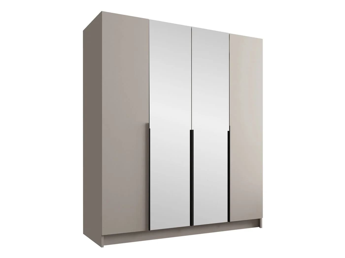 MIRJAN24 Kleiderschrank Santi II Vier Drehtüren Frontspiegel Beige/Schwarz - Bild 2