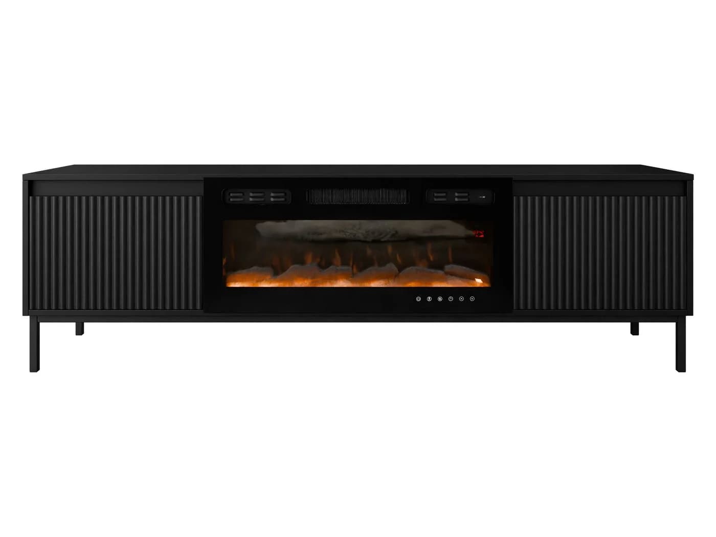 MIRJAN24 TV-Schrank Ozmi 2K EF mit LED-Kamin Schwarz Push-to-Open - Bild 2