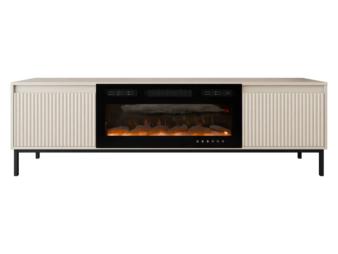 MIRJAN24 TV-Schrank Ozmi 2K EF mit LED-Kamin Beige Schwarz - Bild 2