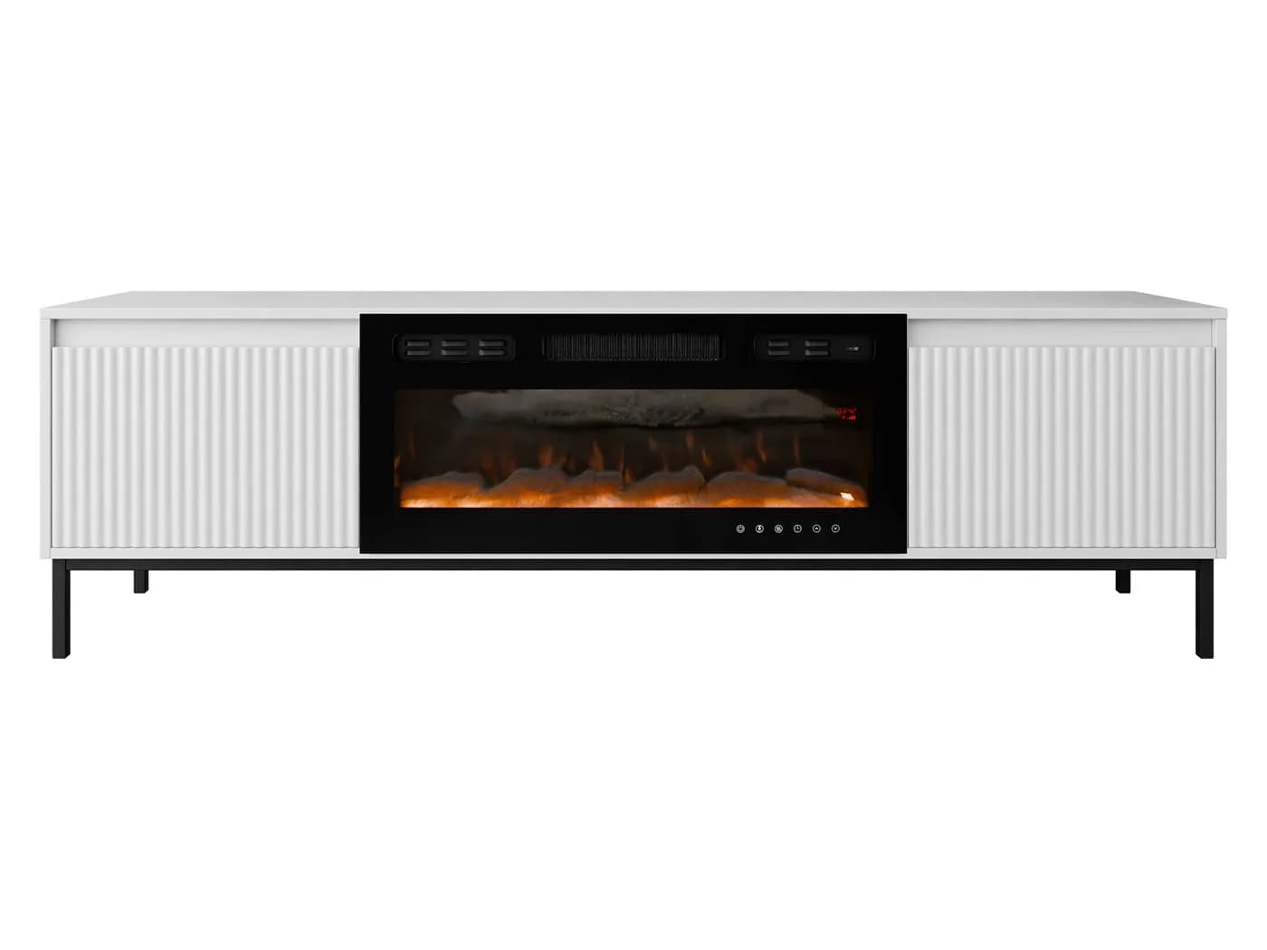 MIRJAN24 TV-Schrank Ozmi 2K EF mit LED-Kamin Weiß Push-to-Open - Bild 2