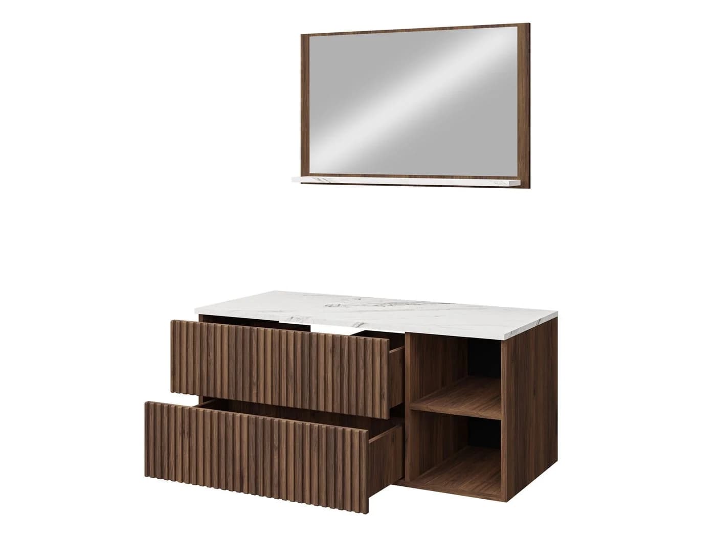 MIRJAN24 Badmöbel-Set Kertos Rillen I mit Spiegel, Schrank & Waschbecken - Bild 3