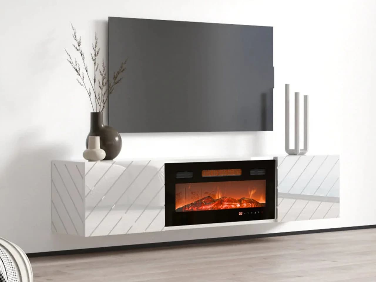 MIRJAN24 TV-Schrank Luxe mit Elektrischem Kamin und LED-Flamme