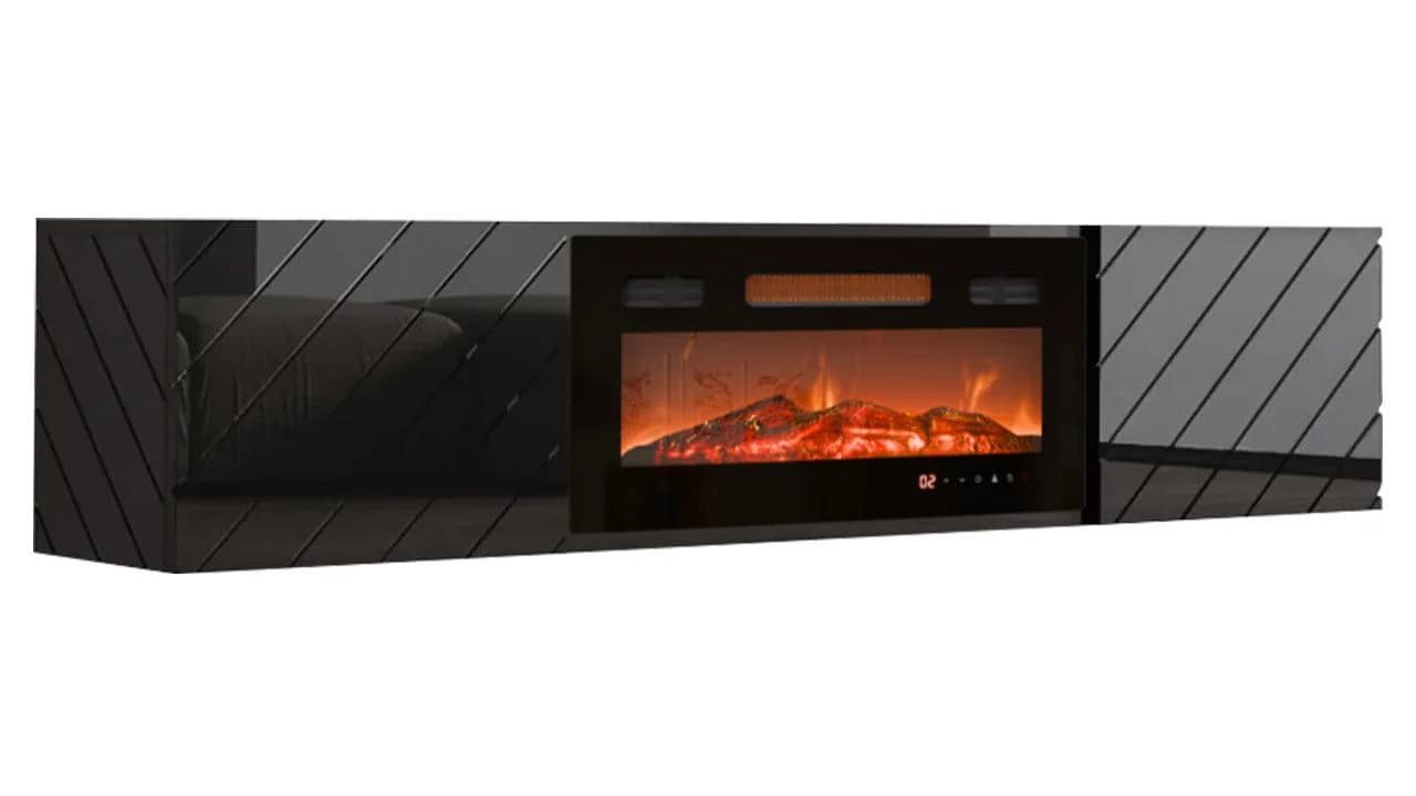 MIRJAN24 TV-Schrank Luxe Schwarz mit Elektrischem Kamin und LED-Flamme - Bild 2