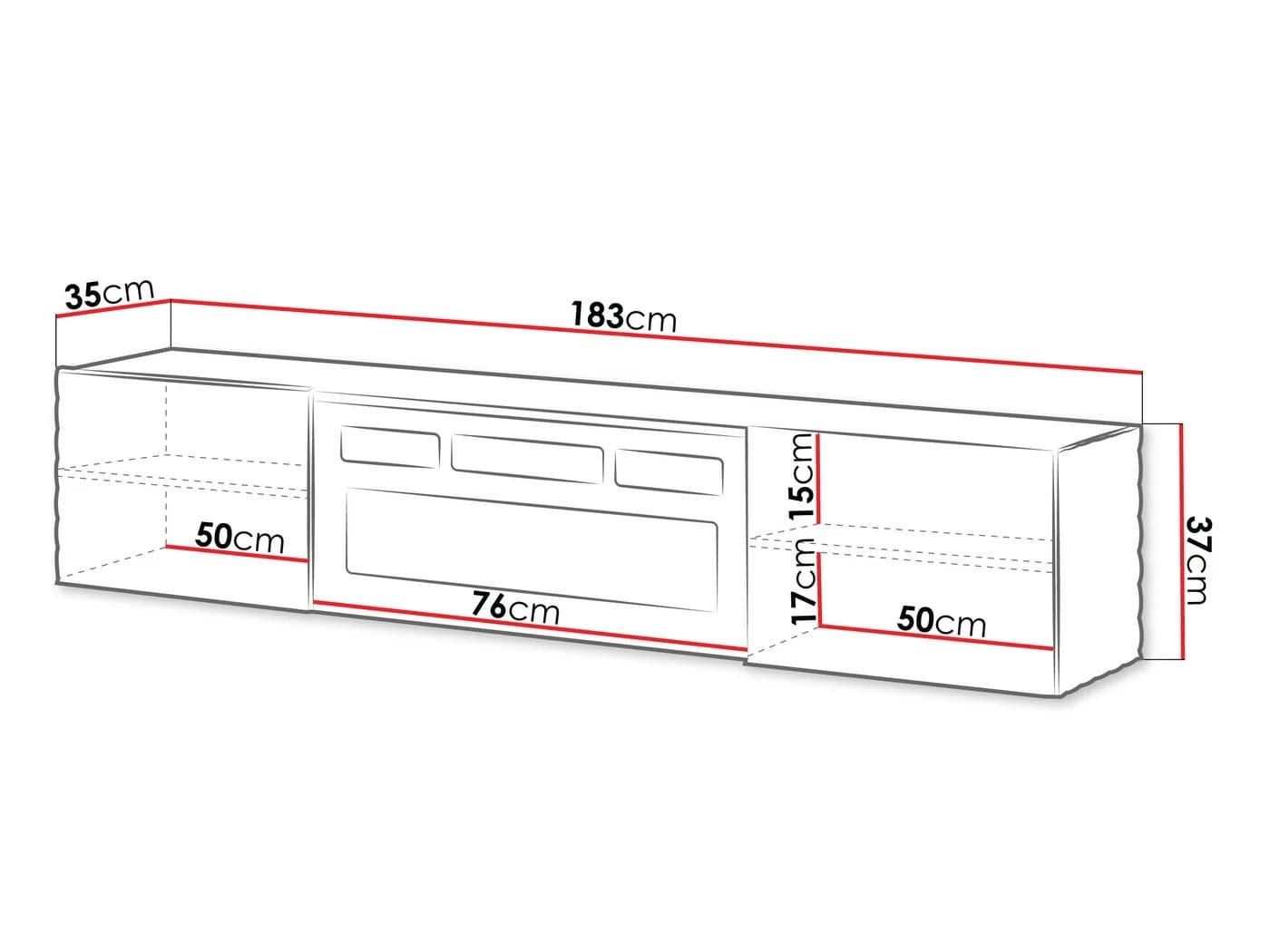 MIRJAN24 TV-Schrank Lara mit Kamin Realistische LED-Flamme - Bild 4
