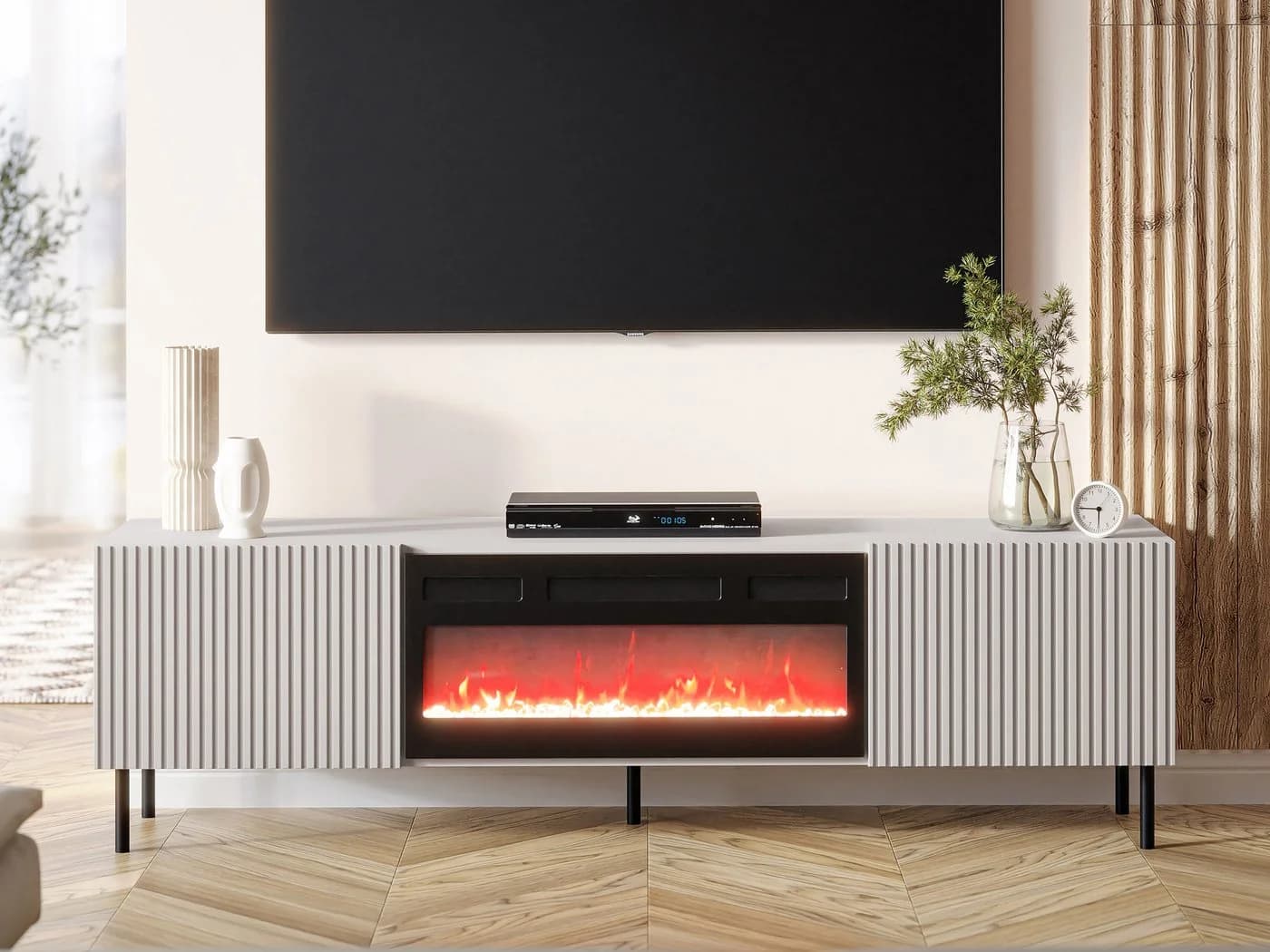 MIRJAN24 TV-Schrank Aruba 2D 181 mit Elektrischem Kamin und LED-Flamme