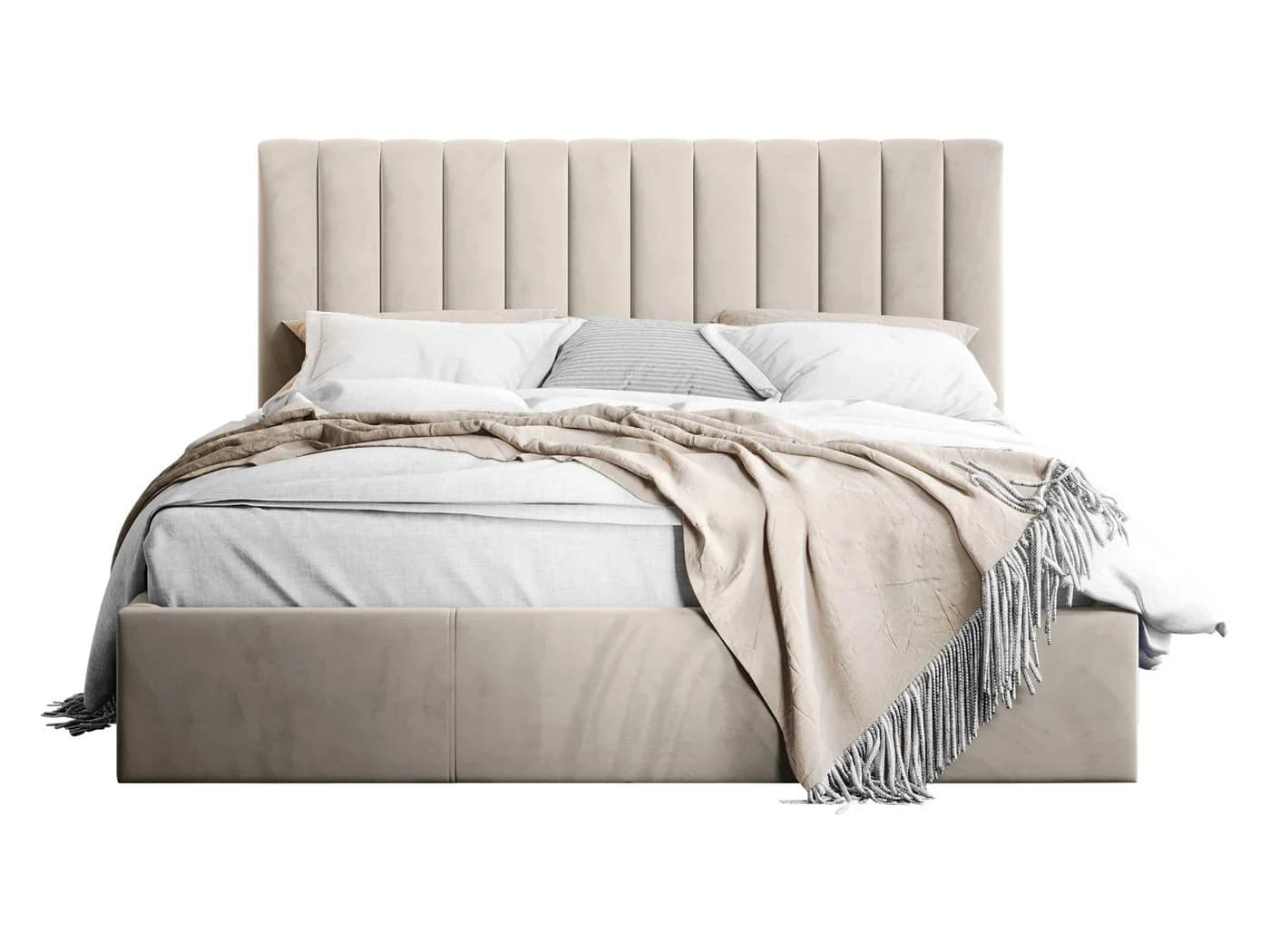 MIRJAN24 Polsterbett Cosmo Beige Samt mit Bettkasten und Lattenrost - Bild 2