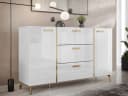 MIRJAN24 Kommode Picru 150 2D3SZ mit zwei Drehtüren und drei Schubladen, Griffe und Füße in Gold Bild 1