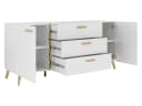 MIRJAN24 Kommode Picru 150 2D3SZ mit zwei Drehtüren und drei Schubladen, Griffe und Füße in Gold Bild 3