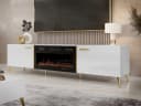 MIRJAN24 TV-Schrank Picru 2D EF mit LED-Kamin Weiß/Gold Bild 1