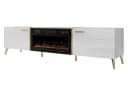 MIRJAN24 TV-Schrank Picru 2D EF mit LED-Kamin Weiß/Gold Bild 2