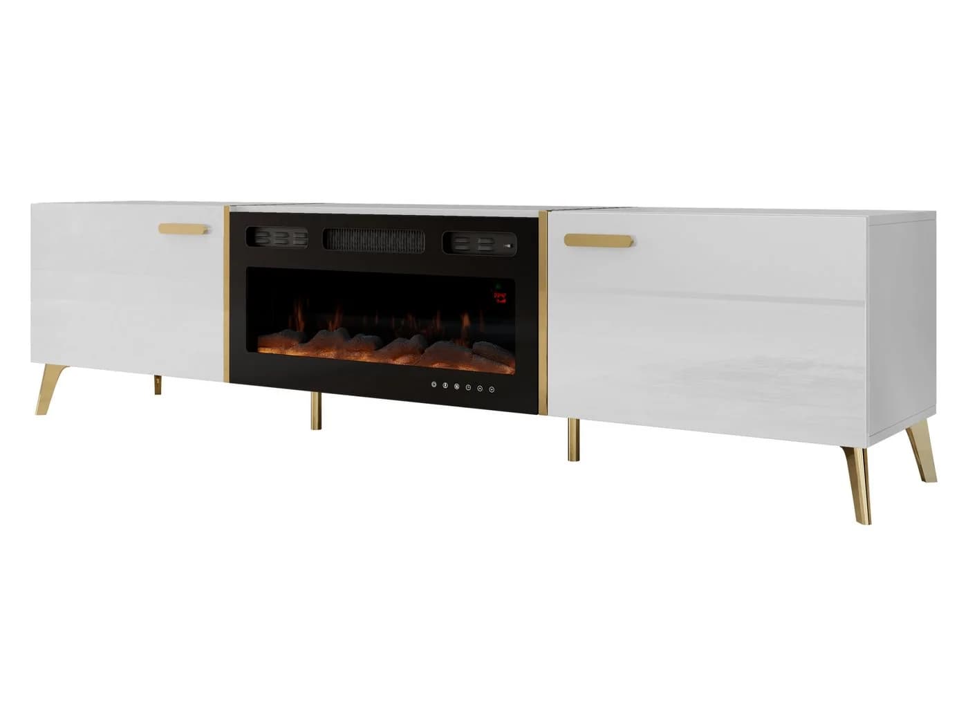 MIRJAN24 TV-Schrank Picru 2D EF mit LED-Kamin Weiß/Gold - Bild 2