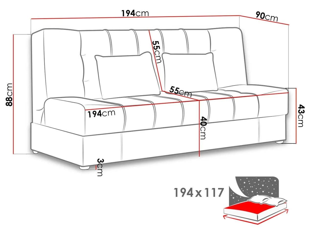 MIRJAN24 Schlafsofa Sonia 3-Sitzer Wellenfeder - Bild 5