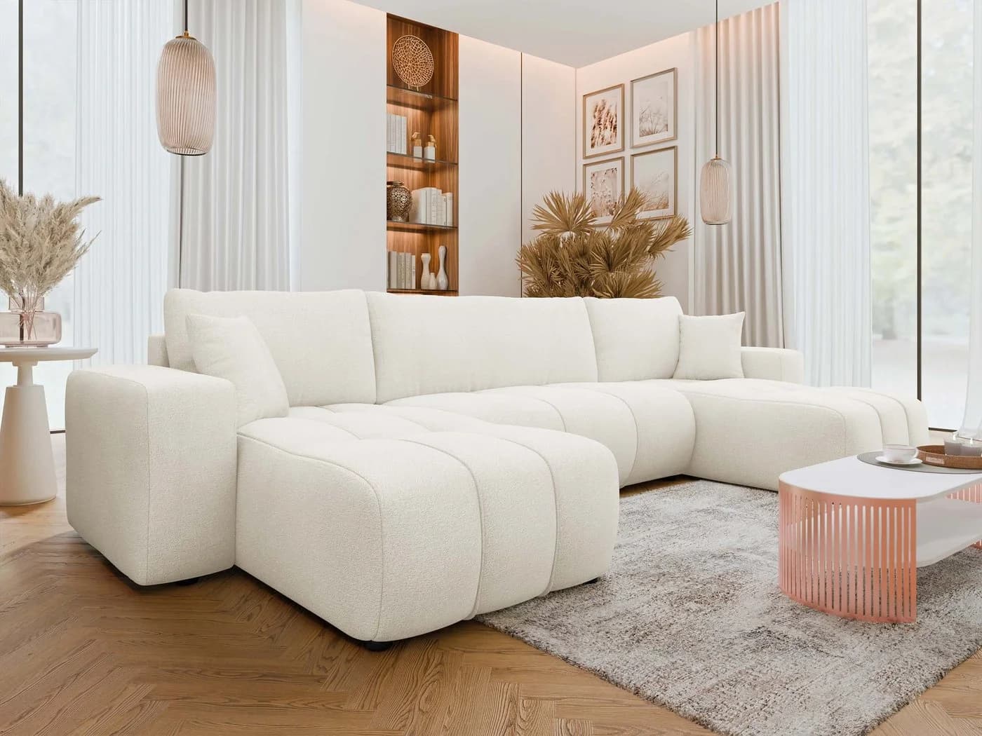 MIRJAN24 Wohnlandschaft Fetrinu U Ecksofa Beige mit Bettkasten - Bild 3