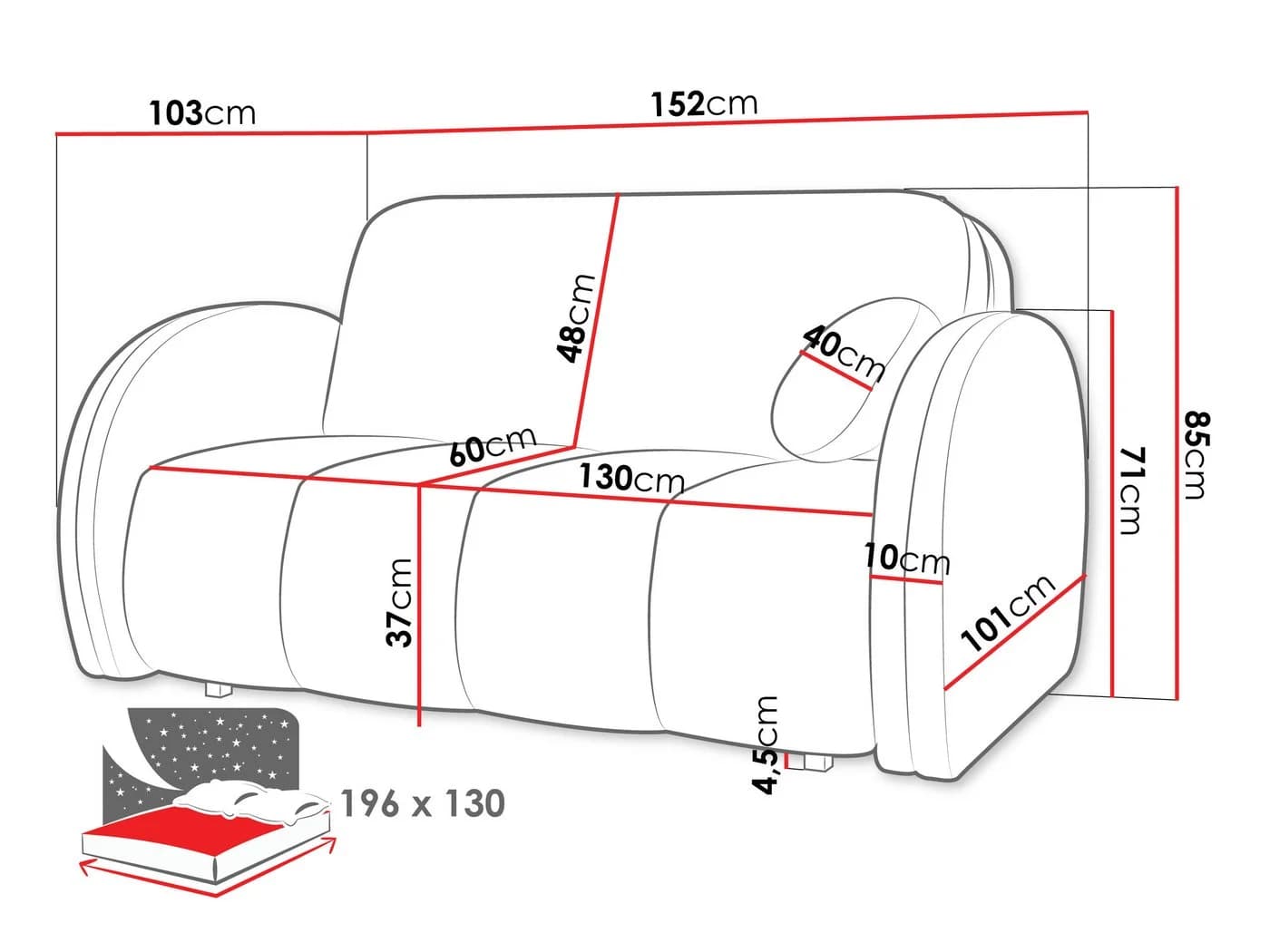 MIRJAN24 Schlafsofa Viva Comfy III 3-Sitzer mit Bettkästen - Bild 3