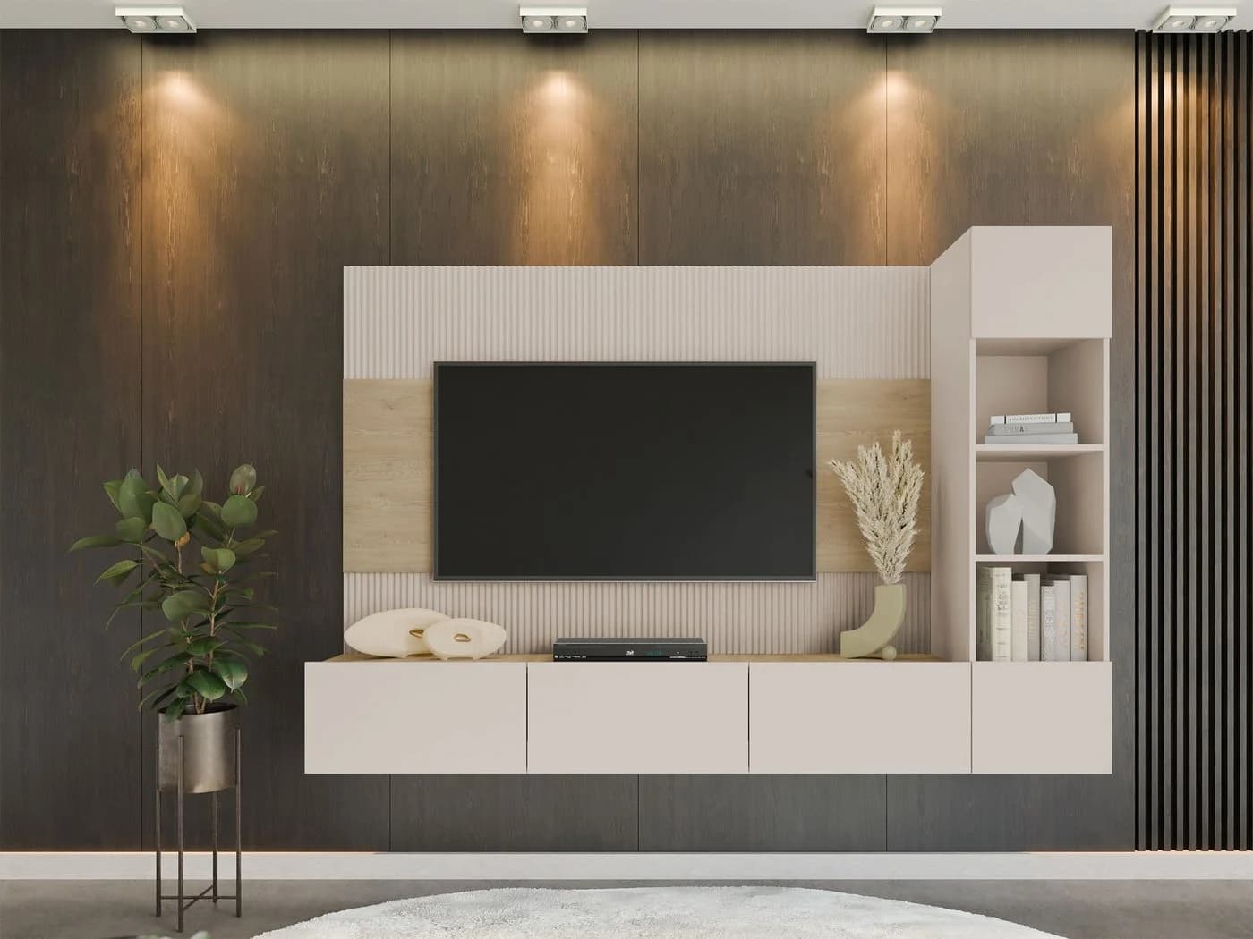 MIRJAN24 Wohnwand Deromi II 3er-Set Beige Eiche Modern - Bild 3