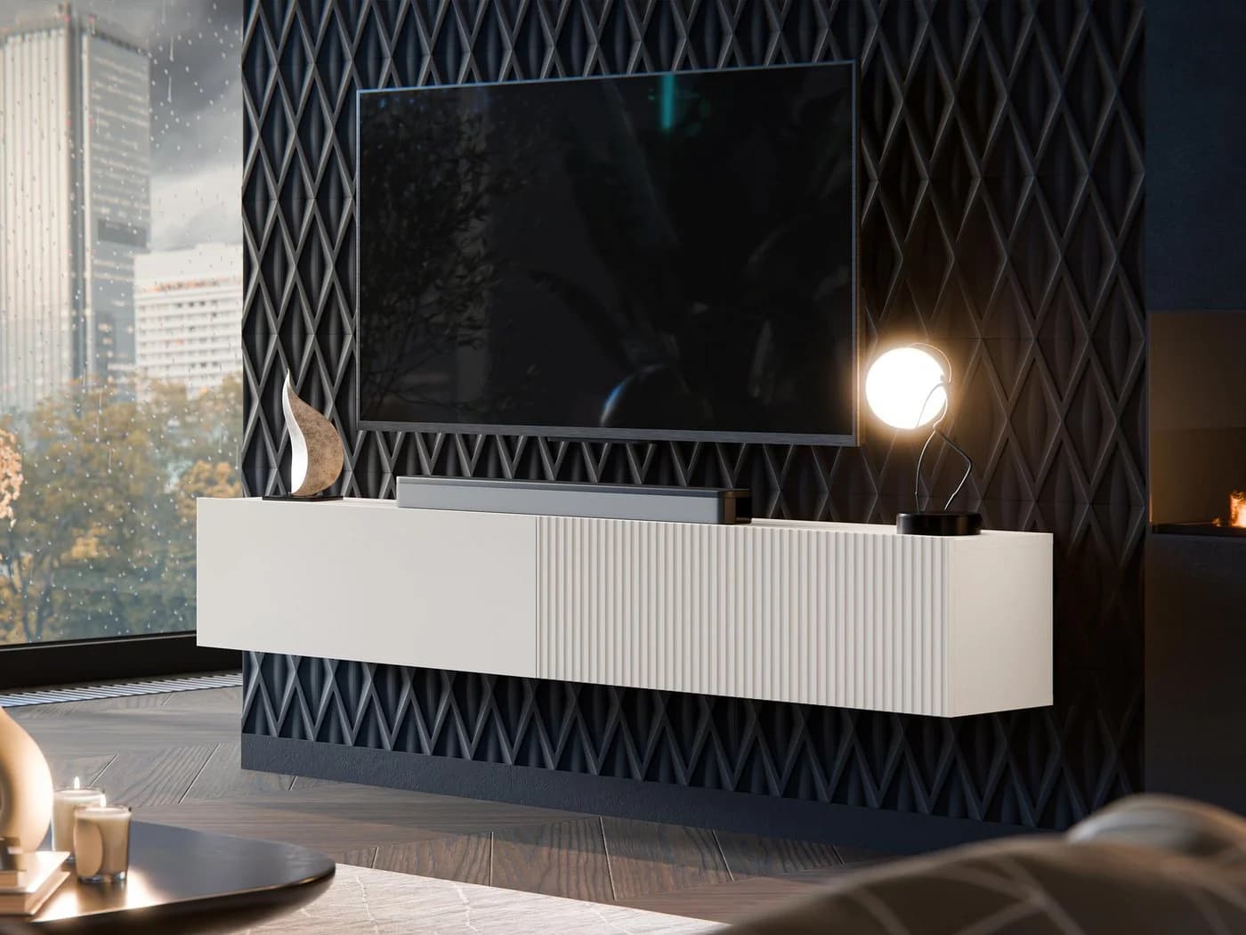 MIRJAN24 TV-Schrank Capital 200 Beige Gasdruckfeder