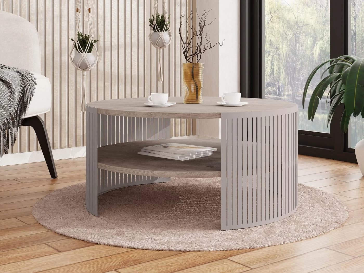 MIRJAN24 Couchtisch Fikoli Cashmere, Stahl, 75x75x40 cm