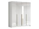 MIRJAN24 Kleiderschrank Santi I 4-türig Weiß/Gold Hochglanz Bild 2