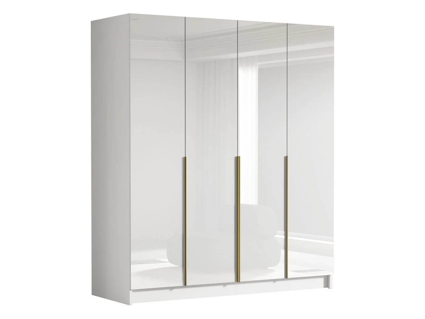 MIRJAN24 Kleiderschrank Santi I 4-türig Weiß/Gold Hochglanz - Bild 2