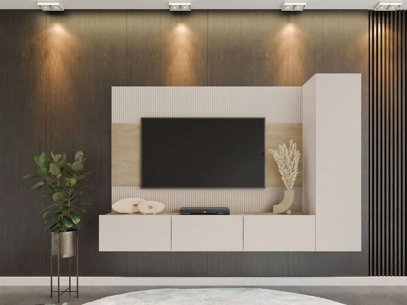 MIRJAN24 Wohnwand Deromi VI 3er-Set Beige Eiche Push-to-Open - Bild 3