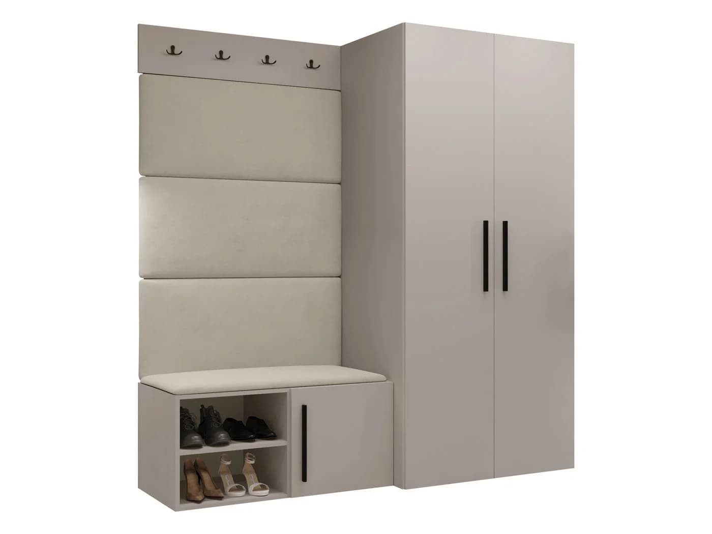 MIRJAN24 Garderoben-Set Medi I Beige mit Schuhschrank und Paneel