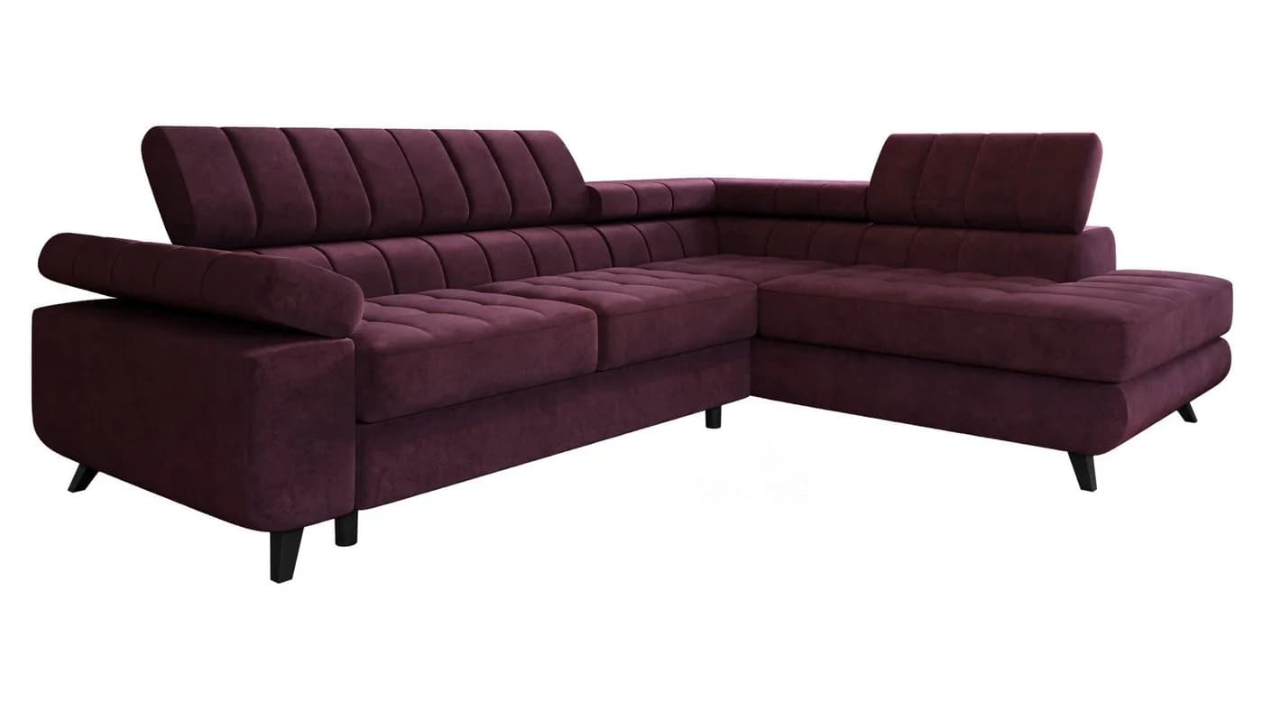 MIRJAN24 Ecksofa Nord Premium L-Form mit Schlaffunktion und Bettkasten Violett