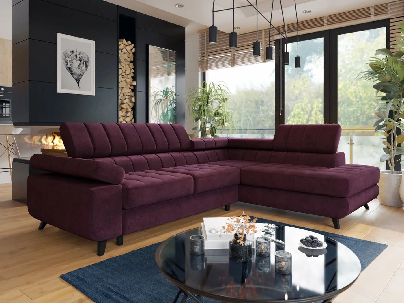 MIRJAN24 Ecksofa Nord Premium L-Form mit Schlaffunktion und Bettkasten Violett - Bild 2