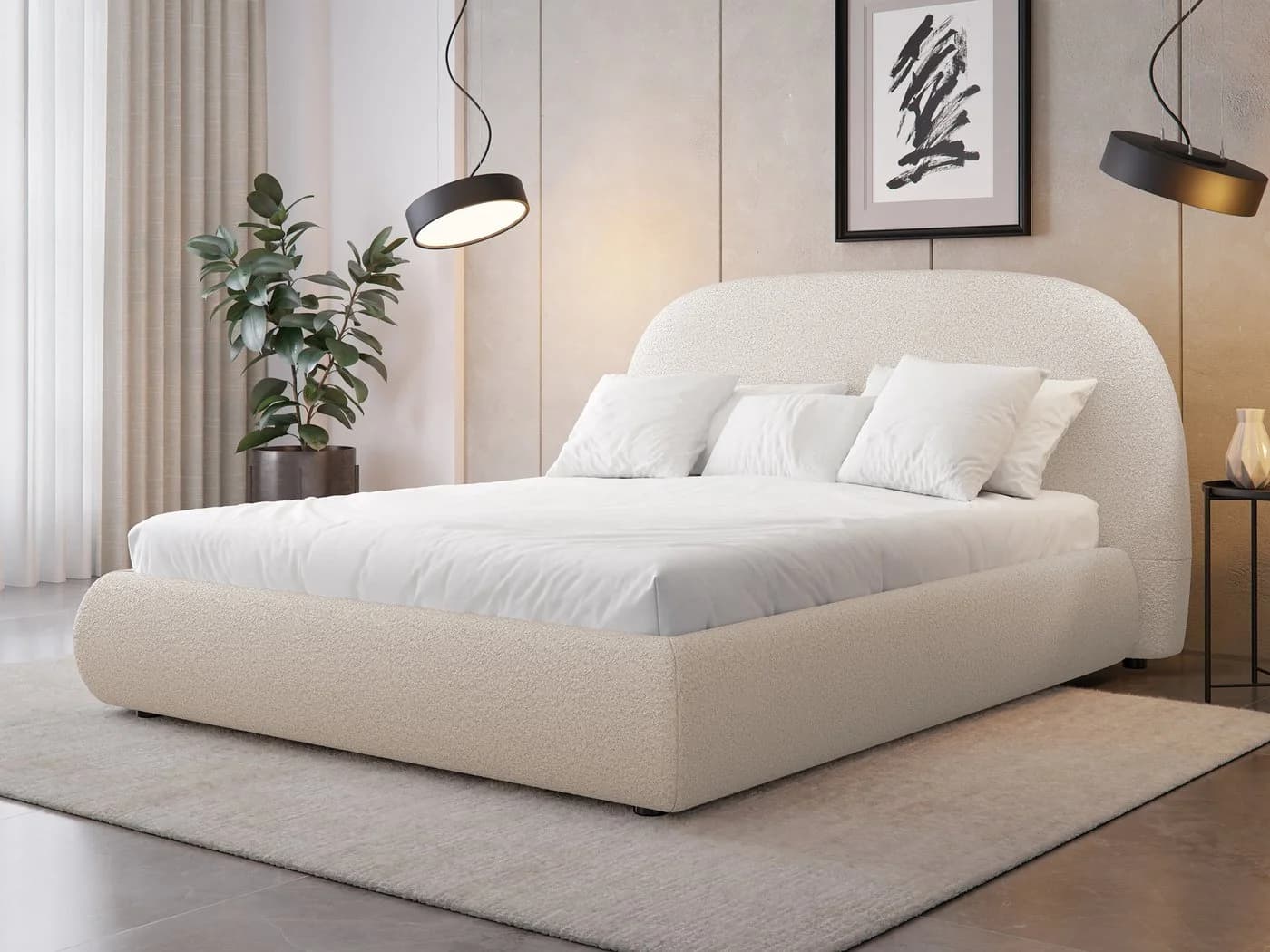 MIRJAN24 Polsterbett Akrenis mit Bettkasten und Polsterkopfteil Beige