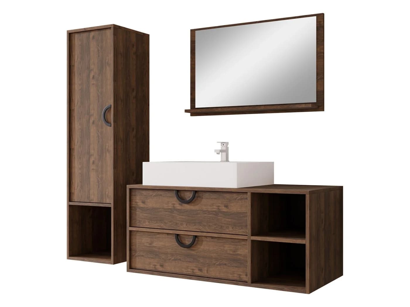 MIRJAN24 Badmöbel-Set 14er mit Spiegel, Schrank & Becken