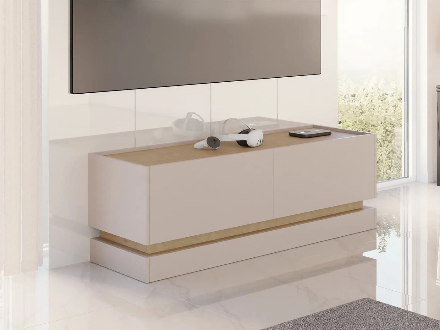 MIRJAN24 TV-Schrank Zarpant 150 2K Sandbeige Eiche Cremona