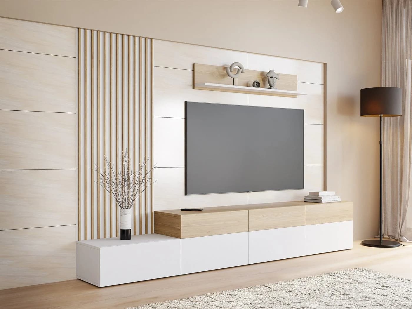 MIRJAN24 Wohnwand Narezi II TV-Lowboard Wandboard Wandpaneel Griffloses Öffnungssystem - Bild 2