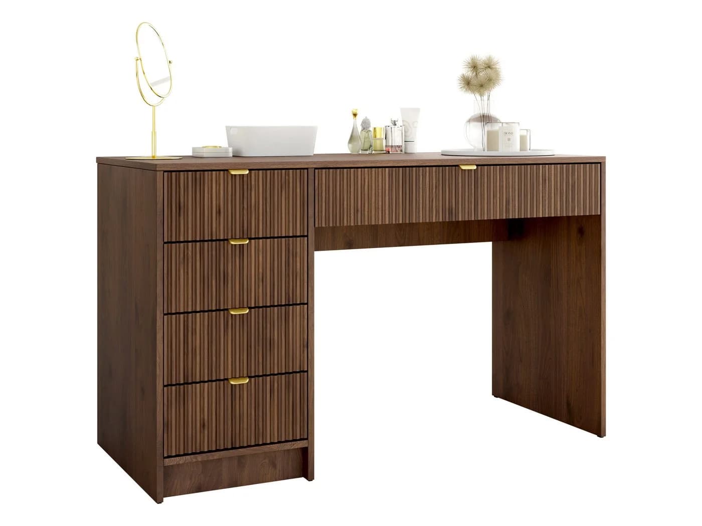MIRJAN24 Schminktisch Tireno 5-Schubladen Aluminiumgriffe Gold - Bild 2