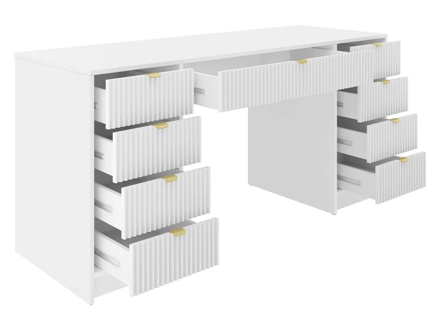 MIRJAN24 Schreibtisch Tireno Bis mit neun Schubladen, Goldfarben Aluminiumgriffe - Bild 3