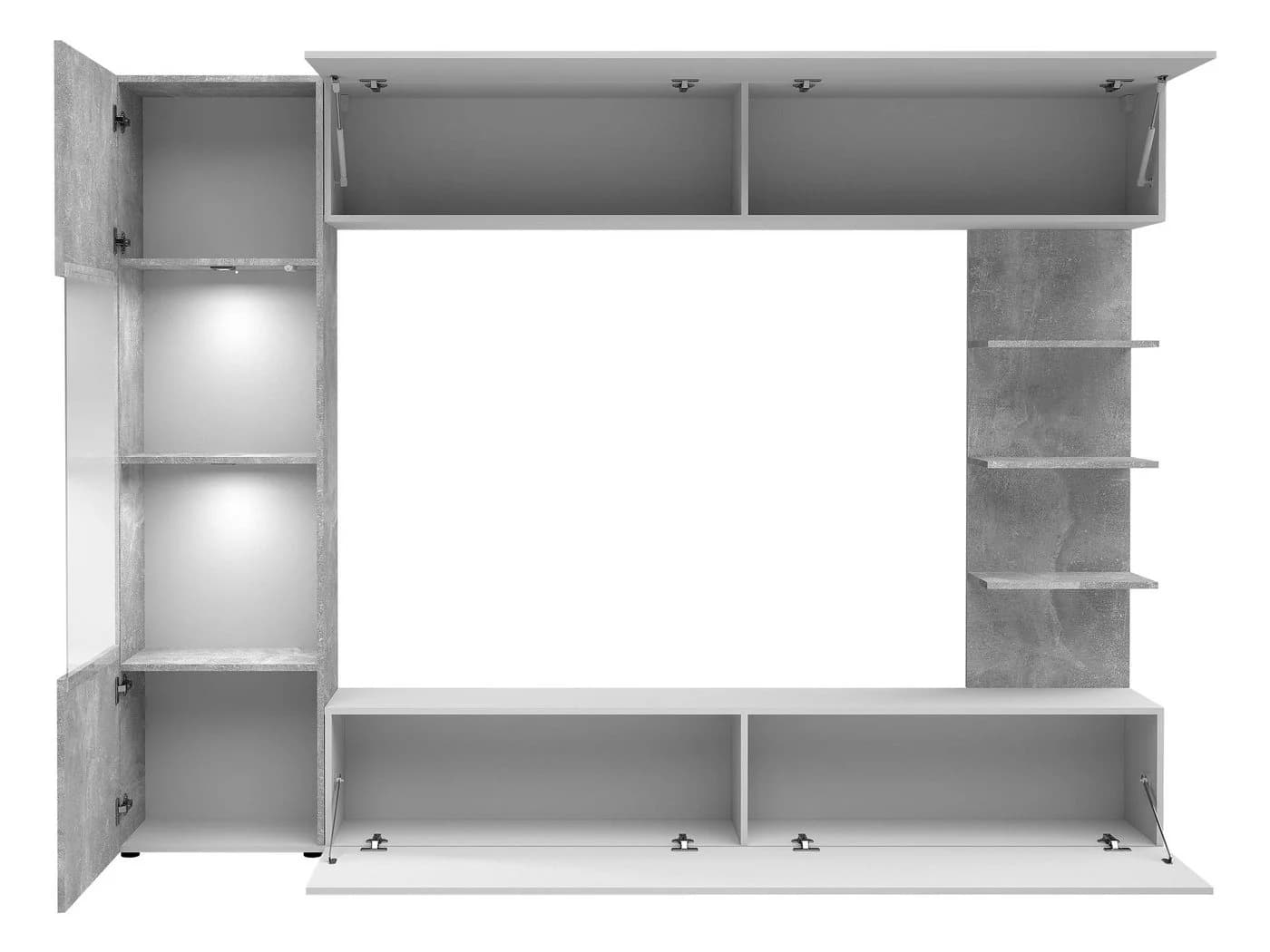 MIRJAN24 Wohnwand Lazando Komplett-Set mit Hängeschrank, Vitrine, TV-Lowboard und Wandregal - Bild 3