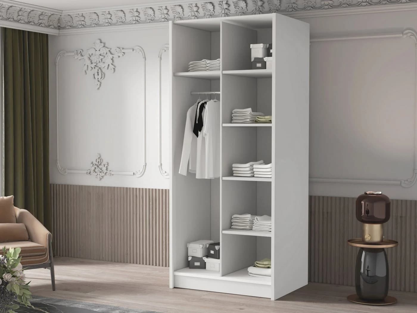 MIRJAN24 Kleiderschrank Bono I mit zwei Drehtüren, Kleiderstange, Metallgriffe - Bild 3