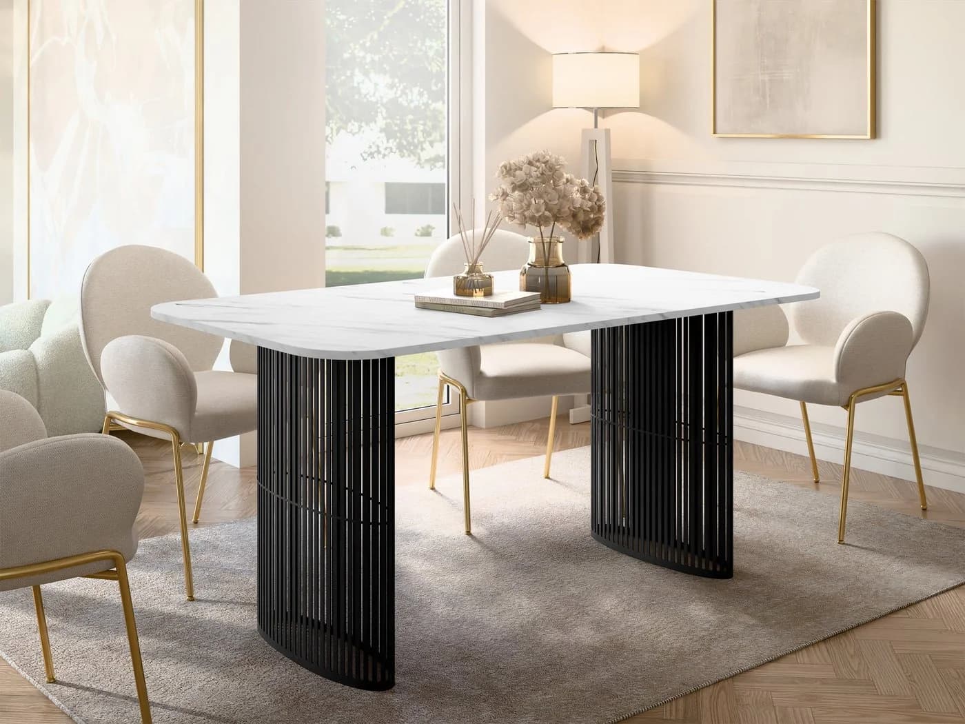 MIRJAN24 Esstisch Arcadia 160 Ausziehbar Schwarz/Weiß