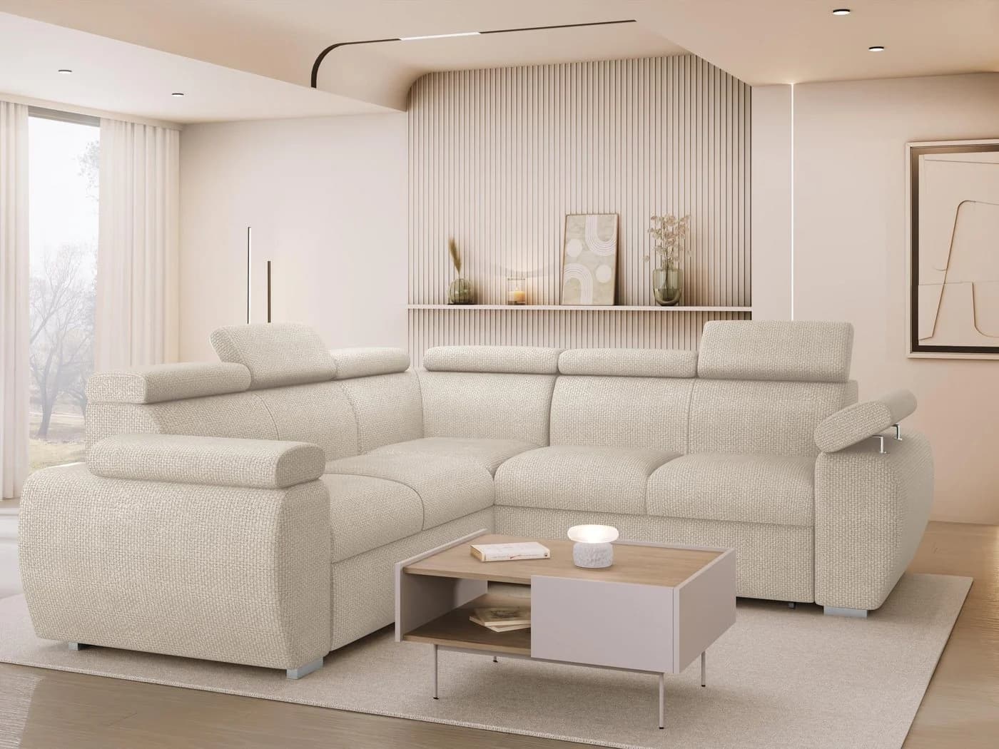 MIRJAN24 Ecksofa Boston Maxi Beige mit Bettkasten und Schlaffunktion - Bild 2