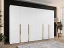 MIRJAN24 Kleiderschrank Mila I 300 Weiß/Gold mit sechs Drehtüren Bild 1