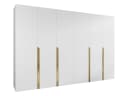 MIRJAN24 Kleiderschrank Mila I 300 Weiß/Gold mit sechs Drehtüren Bild 2