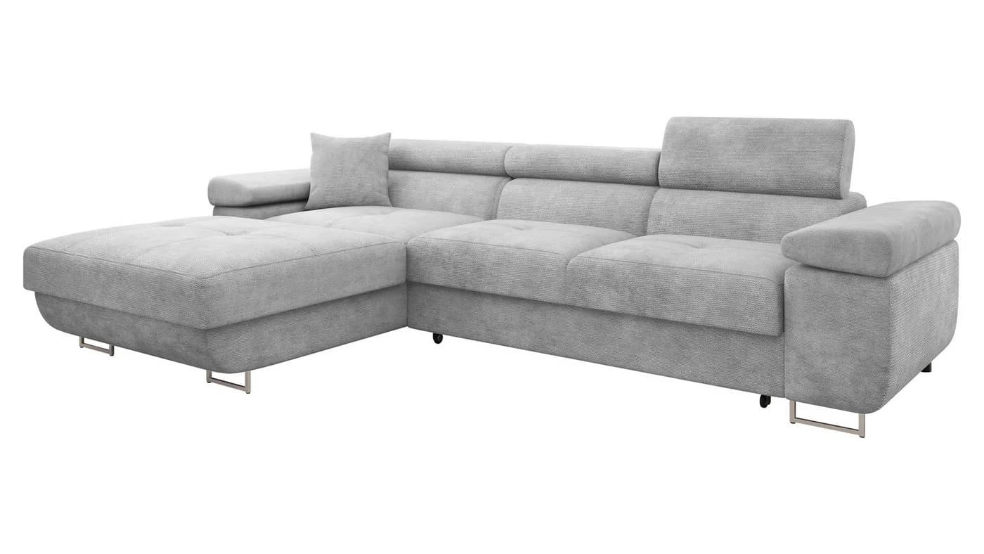 MIRJAN24 Ecksofa Torezio Mini Grau mit Bettkasten und Schlaffunktion