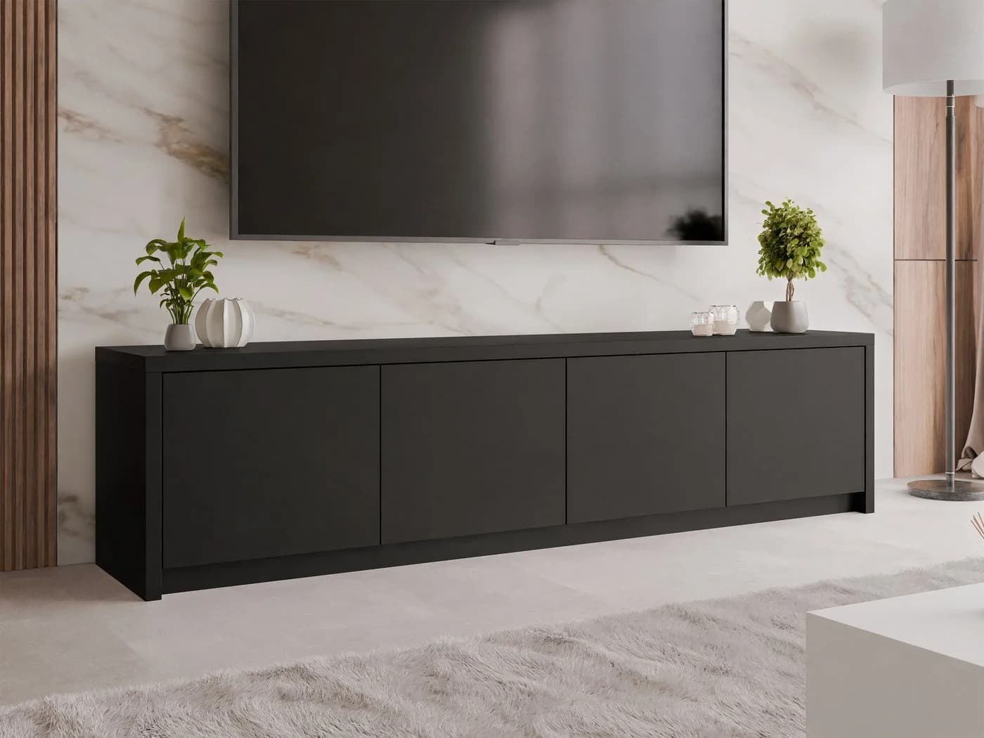 MIRJAN24 TV-Schrank Solid 4D Schwarz Push to Open
